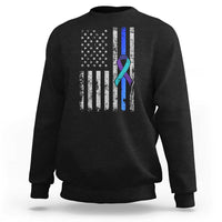 Police Suicide Prevention Awareness American Flag Ribbon Support Sweatshirt
