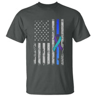 Police Suicide Prevention Awareness American Flag Ribbon Support T Shirt
