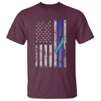 Police Suicide Prevention Awareness American Flag Ribbon Support T Shirt