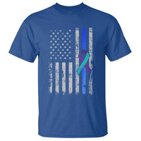 Police Suicide Prevention Awareness American Flag Ribbon Support T Shirt