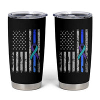 Police Suicide Prevention Awareness American Flag Ribbon Support Tumbler Cup