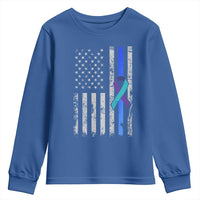 Police Suicide Prevention Awareness American Flag Ribbon Support Youth Sweatshirt