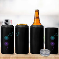Semicolon Suicide Prevention Awareness Dandelion Graphic 4 in 1 Can Cooler Tumbler