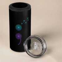 Semicolon Suicide Prevention Awareness Dandelion Graphic 4 in 1 Can Cooler Tumbler