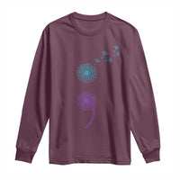 Semicolon Suicide Prevention Awareness Dandelion Graphic Long Sleeve Shirt