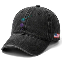 Semicolon Suicide Prevention Awareness Dandelion Graphic Washed Cotton Baseball Cap