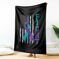 Fight Police Suicide Prevention Awareness American Flag Ribbon Support Throw Blanket