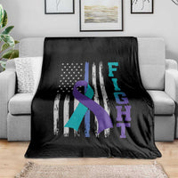 Fight Police Suicide Prevention Awareness American Flag Ribbon Support Throw Blanket