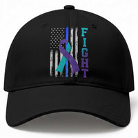 Fight Police Suicide Prevention Awareness American Flag Ribbon Support Baseball Cap