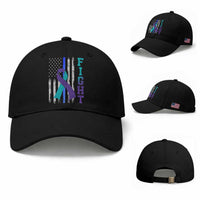 Fight Police Suicide Prevention Awareness American Flag Ribbon Support Baseball Cap