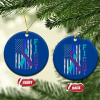 Fight Police Suicide Prevention Awareness American Flag Ribbon Support Ceramic Ornament
