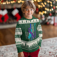 Fight Police Suicide Prevention Awareness American Flag Ribbon Support Ugly Christmas Sweater