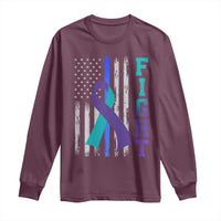 Fight Police Suicide Prevention Awareness American Flag Ribbon Support Long Sleeve Shirt