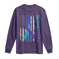 Fight Police Suicide Prevention Awareness American Flag Ribbon Support Long Sleeve Shirt