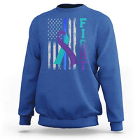 Fight Police Suicide Prevention Awareness American Flag Ribbon Support Sweatshirt