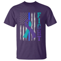 Fight Police Suicide Prevention Awareness American Flag Ribbon Support T Shirt