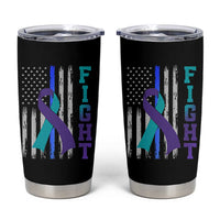 Fight Police Suicide Prevention Awareness American Flag Ribbon Support Tumbler Cup