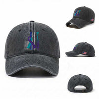 Fight Police Suicide Prevention Awareness American Flag Ribbon Support Washed Cotton Baseball Cap