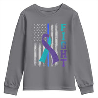 Fight Police Suicide Prevention Awareness American Flag Ribbon Support Youth Sweatshirt