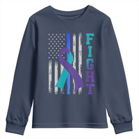 Fight Police Suicide Prevention Awareness American Flag Ribbon Support Youth Sweatshirt