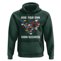 Harris Walz 2024 Hoodie Mind Your Own Damn Business Unity LGBT American Flag - Wonder Print Shop