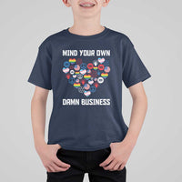 Harris Walz 2024 T Shirt For Kid Mind Your Own Damn Business Unity LGBT American Flag - Wonder Print Shop