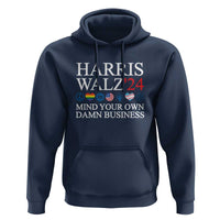 Harris Walz'24 Hoodie Mind Your Own Damn Business American LGBT Flag Unity Heart - Wonder Print Shop