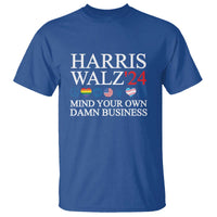 Harris Walz'24 T Shirt Mind Your Own Damn Business American LGBT Flag Unity Heart - Wonder Print Shop