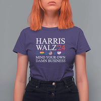 Harris Walz'24 T Shirt For Women Mind Your Own Damn Business American LGBT Flag Unity Heart - Wonder Print Shop