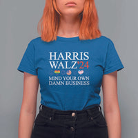 Harris Walz'24 T Shirt For Women Mind Your Own Damn Business American LGBT Flag Unity Heart - Wonder Print Shop