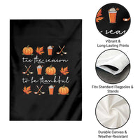 Thanksgiving Day Garden Flag Tis The Season To Be Thankful Pumpkin Ice Hockey Maple Leaf - Wonder Print Shop
