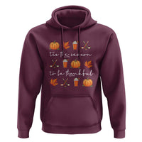 Thanksgiving Day Hoodie Tis The Season To Be Thankful Pumpkin Ice Hockey Maple Leaf