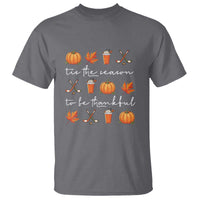 Thanksgiving Day T Shirt Tis The Season To Be Thankful Pumpkin Ice Hockey Maple Leaf - Wonder Print Shop