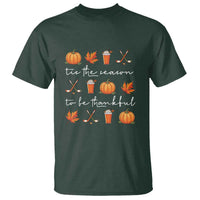 Thanksgiving Day T Shirt Tis The Season To Be Thankful Pumpkin Ice Hockey Maple Leaf - Wonder Print Shop