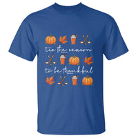 Thanksgiving Day T Shirt Tis The Season To Be Thankful Pumpkin Ice Hockey Maple Leaf - Wonder Print Shop
