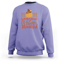 Thanksgiving Day Sweatshirt Tis The Season To Be Thankful Pumpkin Fall Season Pilgrim Hat - Wonder Print Shop