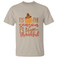 Thanksgiving Day T Shirt Tis The Season To Be Thankful Pumpkin Fall Season Pilgrim Hat - Wonder Print Shop