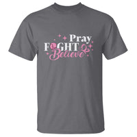 Breast Cancer Awareness T Shirt Pray Fight Believe Boxing Glove Pink Ribbon Butterfly - Wonder Print Shop