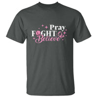 Breast Cancer Awareness T Shirt Pray Fight Believe Boxing Glove Pink Ribbon Butterfly - Wonder Print Shop