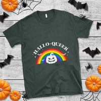Halloween LGBT T Shirt Hallo Queer Halloween Rainbow Pumpkin - Wonder Print Shop