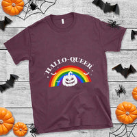 Halloween LGBT T Shirt Hallo Queer Halloween Rainbow Pumpkin - Wonder Print Shop