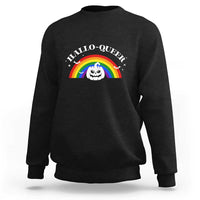 Halloween LGBT Sweatshirt Hallo Queer Halloween Rainbow Pumpkin - Wonder Print Shop