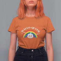 Halloween LGBT T Shirt For Women Hallo Queer Halloween Rainbow Pumpkin - Wonder Print Shop