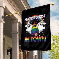 Funny Halloween LGBT Garden Flag Gayest Ghost In Town Rainbow Flag - Wonder Print Shop