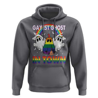 Funny Halloween LGBT Hoodie Gayest Ghost In Town Rainbow Flag
