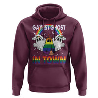 Funny Halloween LGBT Hoodie Gayest Ghost In Town Rainbow Flag