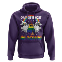 Funny Halloween LGBT Hoodie Gayest Ghost In Town Rainbow Flag