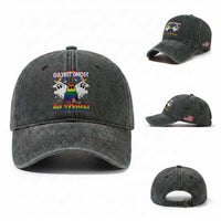 Funny Halloween LGBT Washed Cotton Baseball Cap Gayest Ghost In Town Rainbow Flag