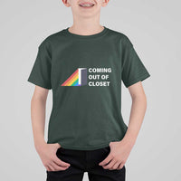 Come Out LGBT T Shirt For Kid Coming Out Of Closet Rainbow Door - Wonder Print Shop
