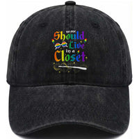 Come Out LGBT Washed Cotton Baseball Cap No One Should Live In A Closet Magical Rainbow Glasses